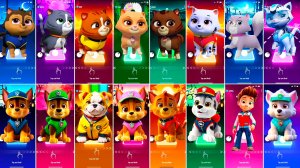 Мультики для Детей Щенячий Патруль КОТЫ Tiles Hop - ГОНЩИК, РОККИ, КРЕПЫШ,  СКАЙ, ЗУМА, МАРШАЛЛ