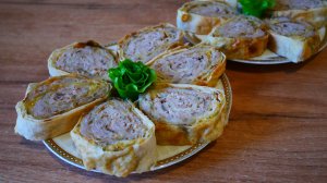 Закуска из лаваша Лаваш запеченный с фаршем и сыром