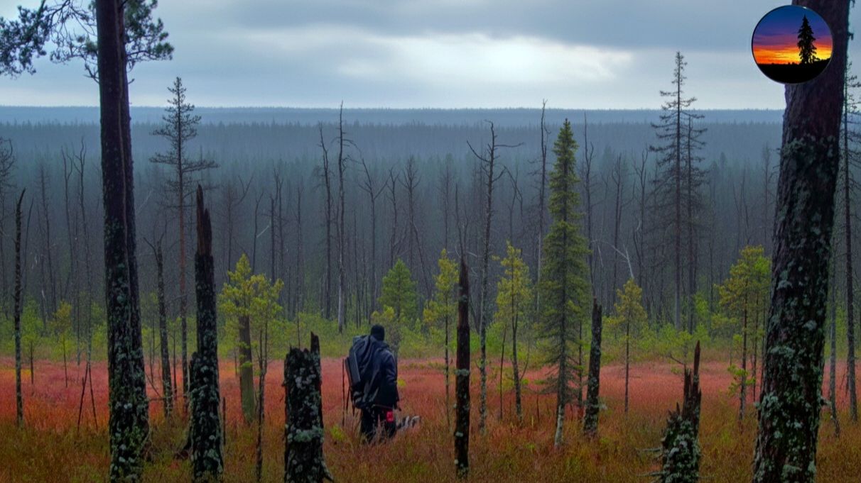 Живу в тайге. Ночёвки под луной. Опасный зверь у избы. Болото, глухари, деревня, чага, клюква. смотреть онлайн