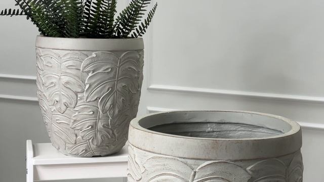 Набор кашпо БЕЛАЯ МОНСТЕРА, керамика, 33 и 43 см, 2 шт., 850950