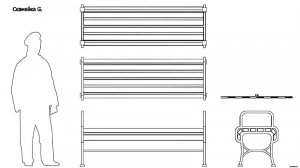 Скамейка G. Чертёж. Usual Bench G. Drawings.