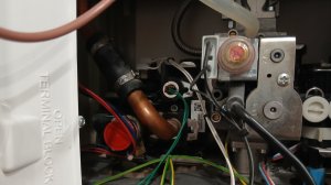 Показываю где находится датчик температуры ГВС на котле Baxi Eco Home 24F