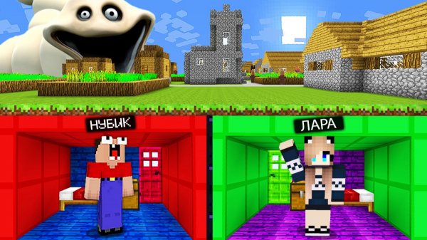 НУБ И ДЕВУШКА ПРО ПОСТРОИЛИ ПОДЗЕМНЫЙ БУНКЕР от ГОЛОДНОГО ЧЕРВЯКА в МАЙНКРАФТ! MINECRAFT
