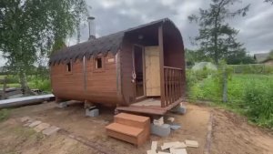 Баня бочка «Квадро» 3.5 метра с крыльцом под ключ в Выксе.