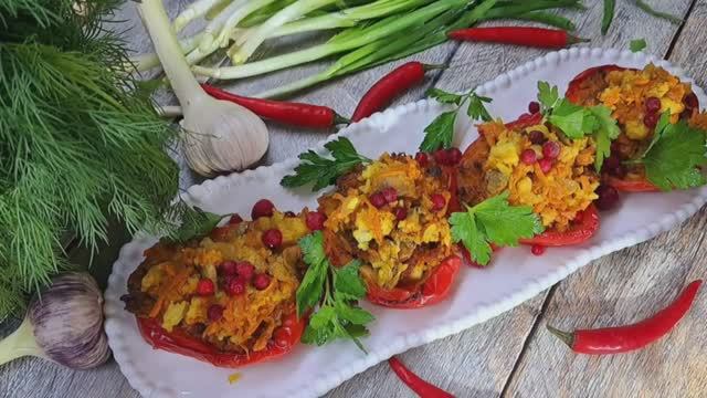 2 рецепта фаршированного перца! 2-й рецепт для поста! смотреть онлайн