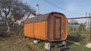 Баня бочка "Квадро" 4 метра с торцевым входом под ключ в Сарове.