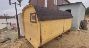 Баня бочка "Квадро" 4 метра с торцевым входом под ключ в Шахунье.