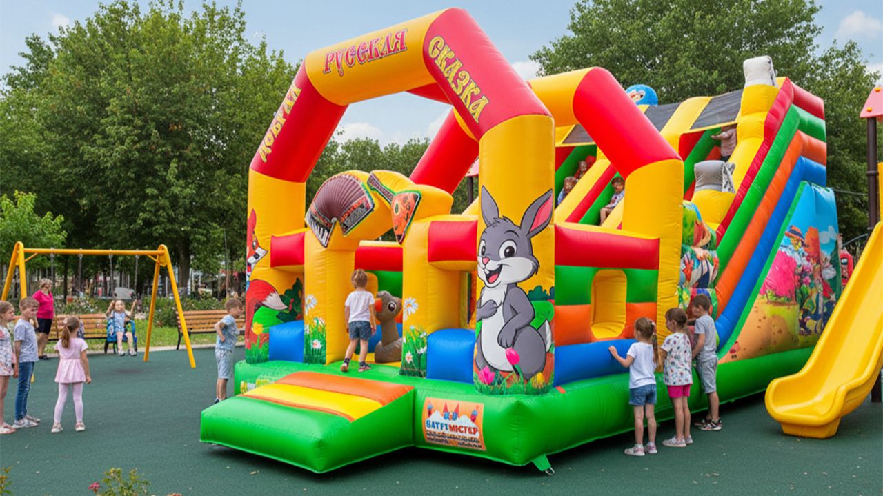 Коммерческий надувной батут «Добрая русская сказка 5», 8*4*5 м смотреть онлайн