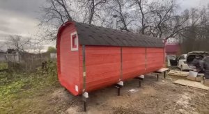 Баня бочка "Квадро" 5 метров с крыльцом под ключ в Дзержинске.