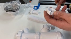 Сифон для мойки Equation ø90 мм с переливом и двумя отводами. Установка на мойку.