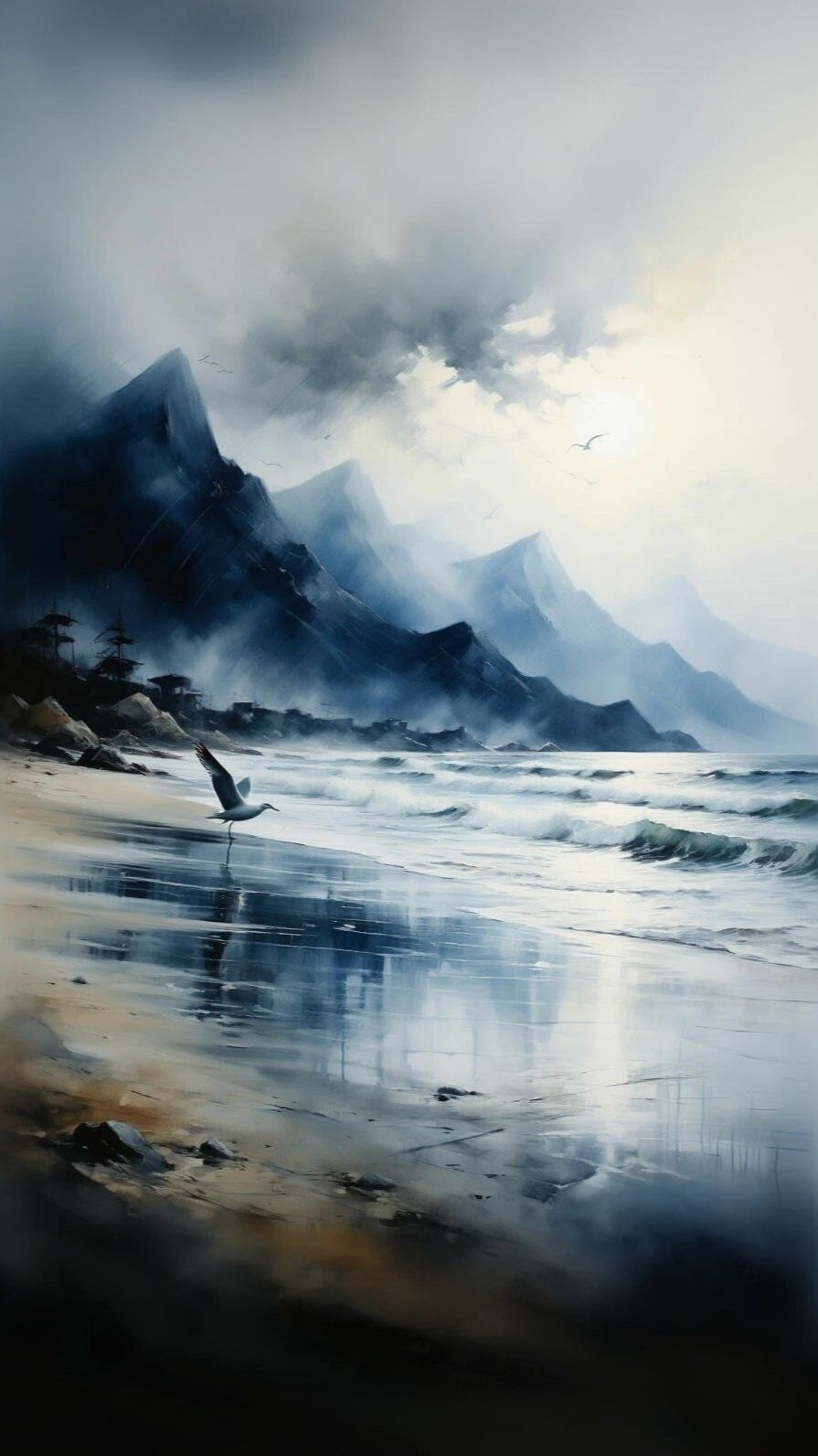 #футажи #ии море чайки акварель