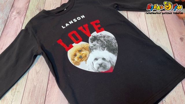 Лонгслив Lanson Kids с надписью и молодежным принтом черный - видео