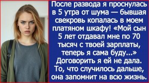 После развода я проснулась в 5 утра от шума — бывшая свекровь копалась в моем платяном шкафу!