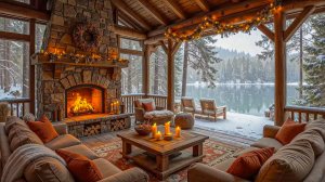 Зимний вечер у камина ❄️🔥 Уютная веранда в лесу и атмосфера тепла