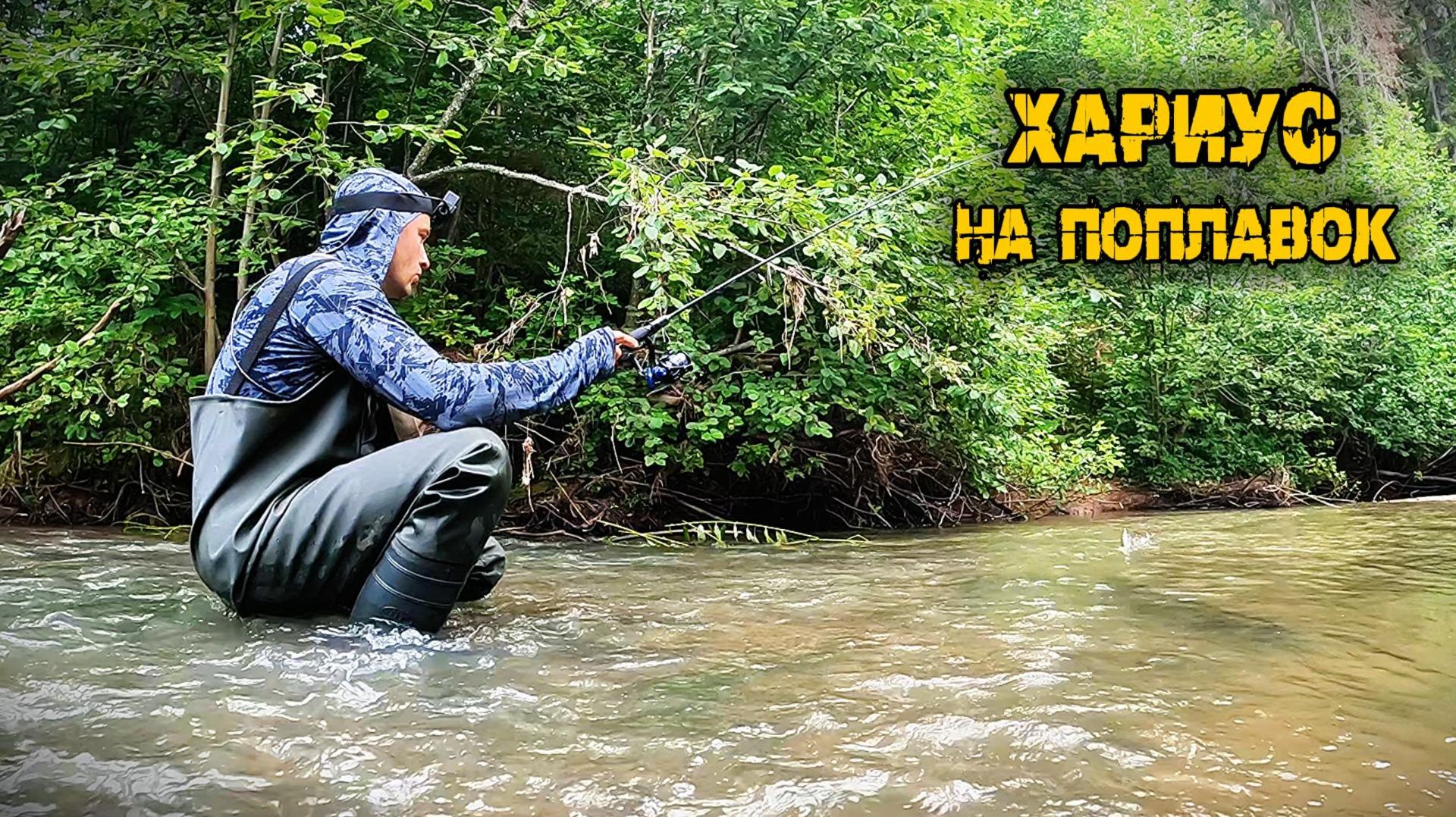 Хариус на поплавок в малой речке.