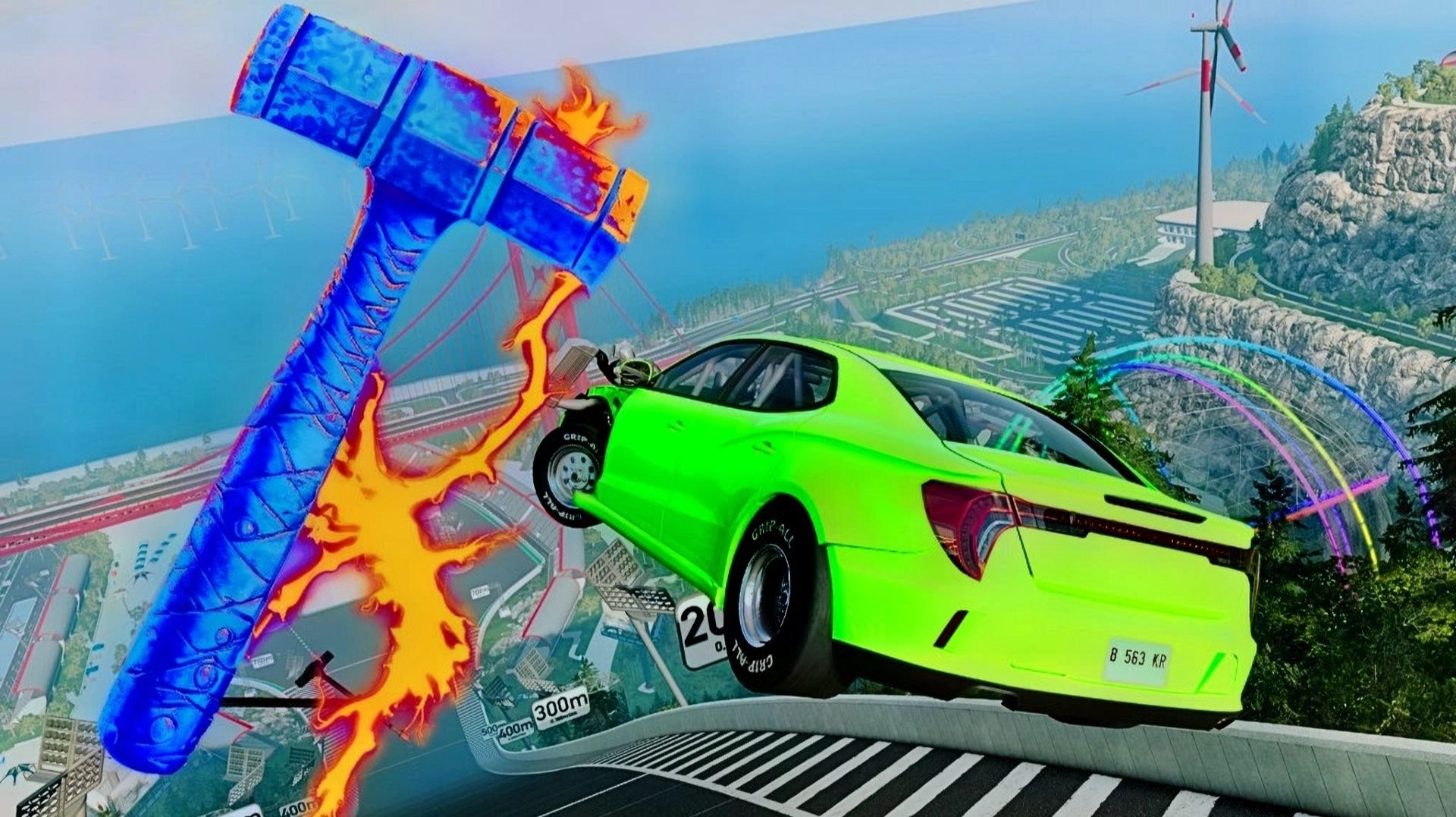 Битва Машин на Трамплине! Прыжок через Гигантские Молоты — Эпичные Разрушения!