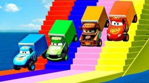 Грузовики и машинки McQueen против СТУПЕНЕЙ! САМАЯ ТЯЖЕЛАЯ ПОЛОСА! – BeamNG.Drive