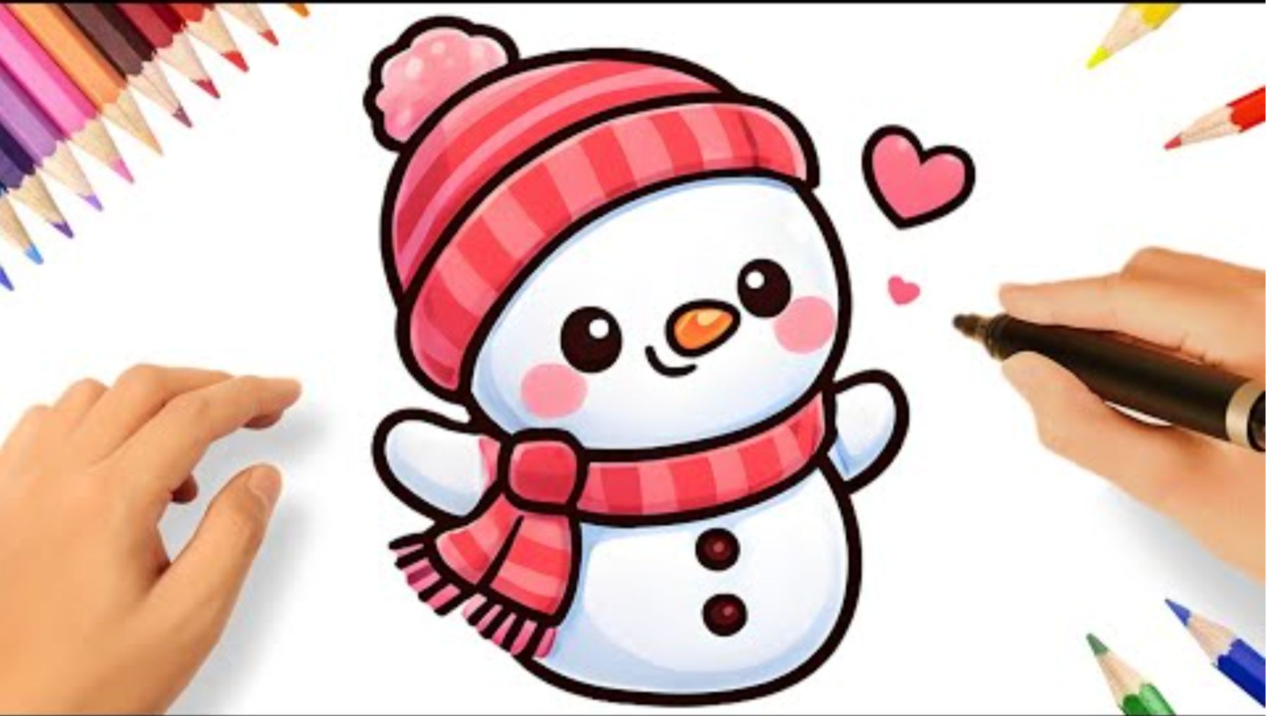 КАК НАРИСОВАТЬ ЛЕГКО КАВАЙНОГО СНЕГОВИКА ⛄💗 смотреть онлайн