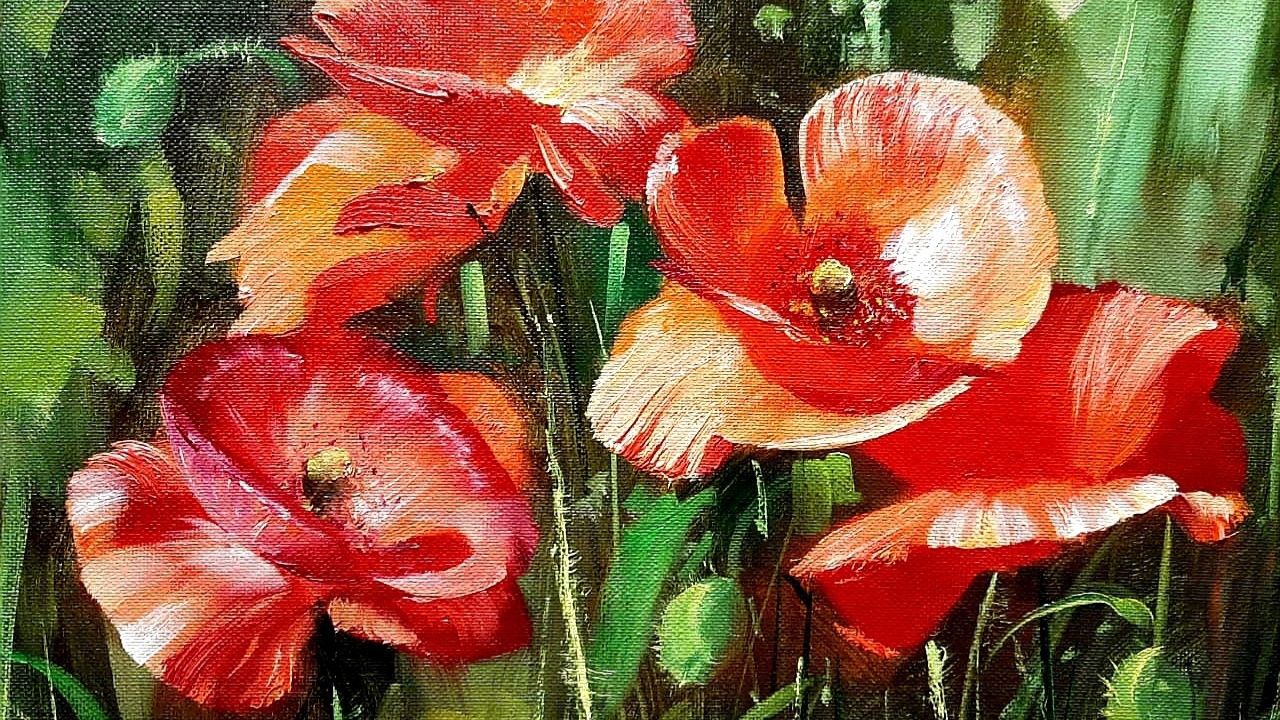 Маки .Живопись маслом смотреть онлайн