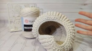 Вязаная ракушка из шнура крючком  Спиральная раковина - вязание по спирали. Обзор МК