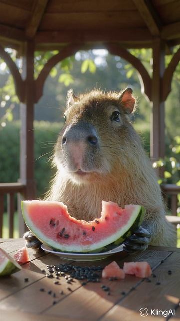 Капибара кушает арбуз смотреть онлайн