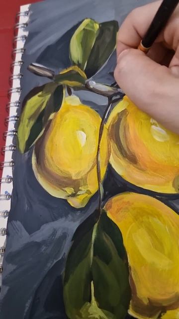лимоны на ветке акрилом/lemons on a branch #art #acrylicpainting #painting #drawing #artwork