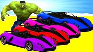 ПРЫЖКИ НА СПОРТИВНЫХ МАШИНАХ С СУПЕРГЕРОЯМИ. Забавные мультфильмы для детей. МУЛЬТИКИ ПРО МАШИНКИ.