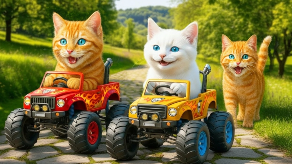 Мультики для детей, котики в лесу спасают жирафа, мультфильм/мультик смотреть онлайн