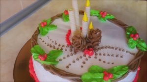 Торт на НОВЫЙ ГОД  вкусно, нежно и красиво  УКРАШЕНИЕ торта кремом