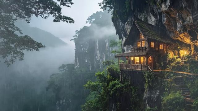 Туманный день - музыка для сна с звуками дождя и леса, фоновая музыка для отдыха и расслабления смотреть онлайн