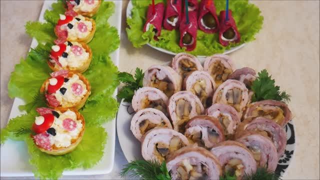 МЯСНОЙ рулет ВСЕ без УМА от НЕГО!!!! и БЫСТРЫЕ, ВКУСНЫЕ закуски на новогодний стол смотреть онлайн