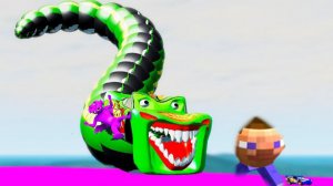 Побег от огромного зелёного червяка за тачками в бимке BeamNG