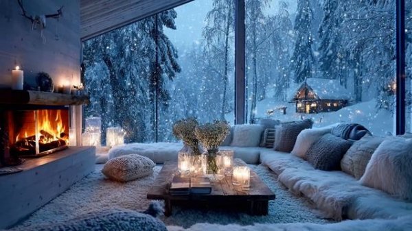 Спокойная Красивая Музыка🎶Уют И Тепло У Камина~Зимняя Атмосфера