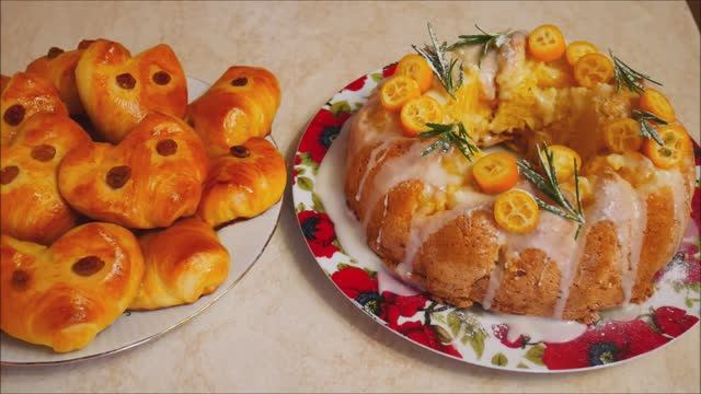 простой и нежный пирог АПЕЛЬСИН и булочки ХРЮШКИ домашняя выпечка смотреть онлайн