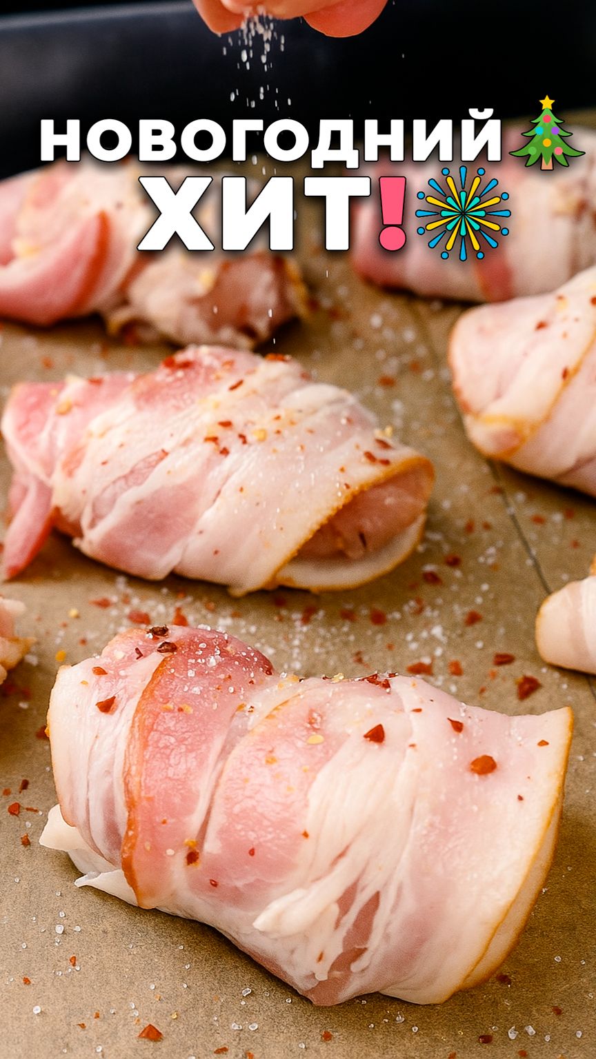 Новогодний ХИТ: сочный мясной рулет в беконе с сыром 🥓🎄#shorts #рецепт #еда