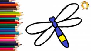 Мультик - раскраска для детей СТРЕКОЗА. Учимся как рисовать СТРЕКОЗУ вместе с детьми // ОБУЧАШКА ТВ