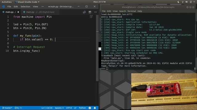 Learn MicroPython _4 - Interrupts (event-driven code) смотреть онлайн