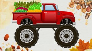 Осеннее приключение - Монстр Трак помогает фермеру - Осенний сборник мультфильмов для детей