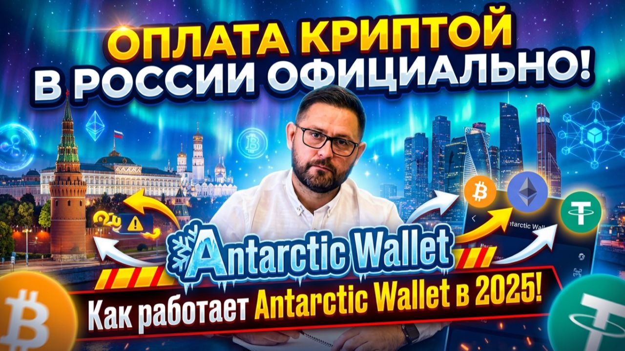 Оплата криптой в России официально? Как работает Antarctic Wallet в 2025!