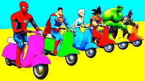 Человек-паук и цветные самокаты с забавными супергероями для малышей забавные мультфильмы для детей