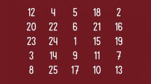 Таблица Шульте: Тренировка внимания №1