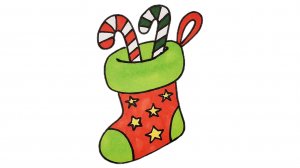 Как просто нарисовать Новогодний сапожок