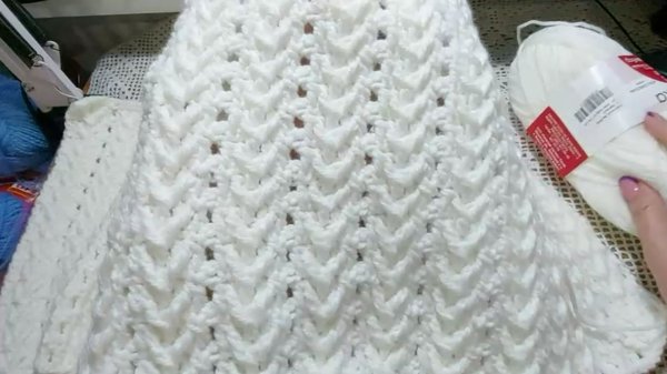 Вяжем детское одеяло, плед. Очень лёгкий узор, всего 2 ряда.