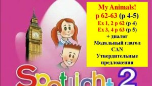 English Spotlight 2 p 62-63 p 4-5 My Animals!  Спотлайт 2 стр 62-63 (стр 4-5 учебник 2 часть)