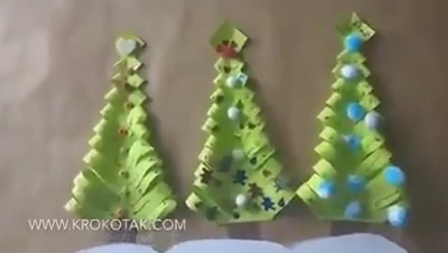 Объемная елочка из цветной бумаги смотреть онлайн