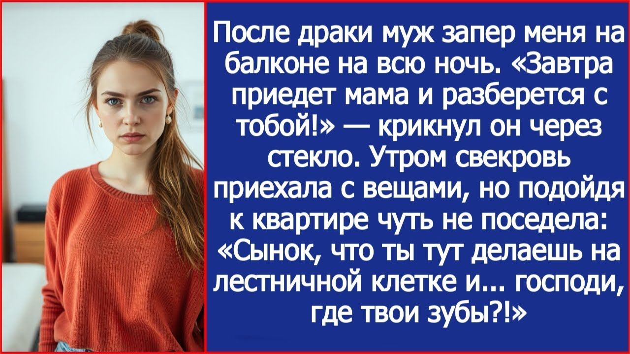 «Завтра приедет мама и разберется с тобой!» - после драки муж запер меня на балконе на всю ночь. смотреть онлайн
