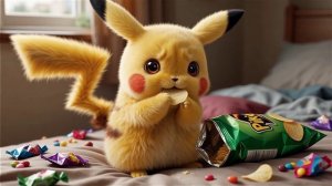 Пикачу ест чипсы