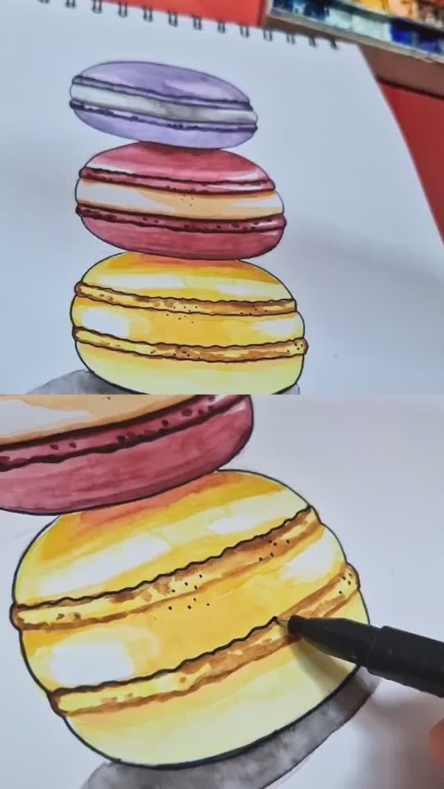 Макаруны акварелью