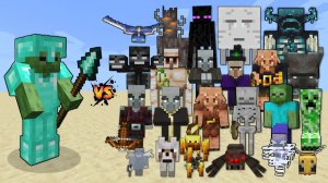 АЛМАЗНЫЙ ЗОМБИ С КОПЬЁМ ПРОТИВ МОБОВ МАЙНКРАФТ