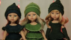 Три идеи вязаных нарядов "ЁЛОЧКИ" для кукол